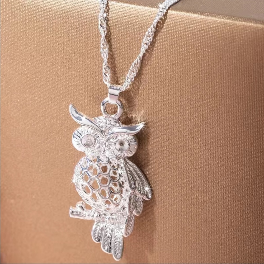 Silver 925 3D Owl Pendant Necklace